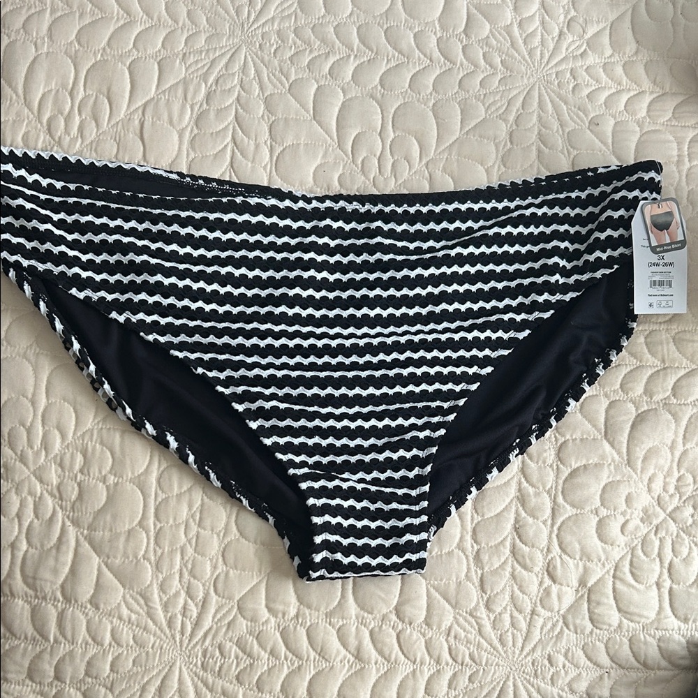 Black and White Striped Bikini Bottom